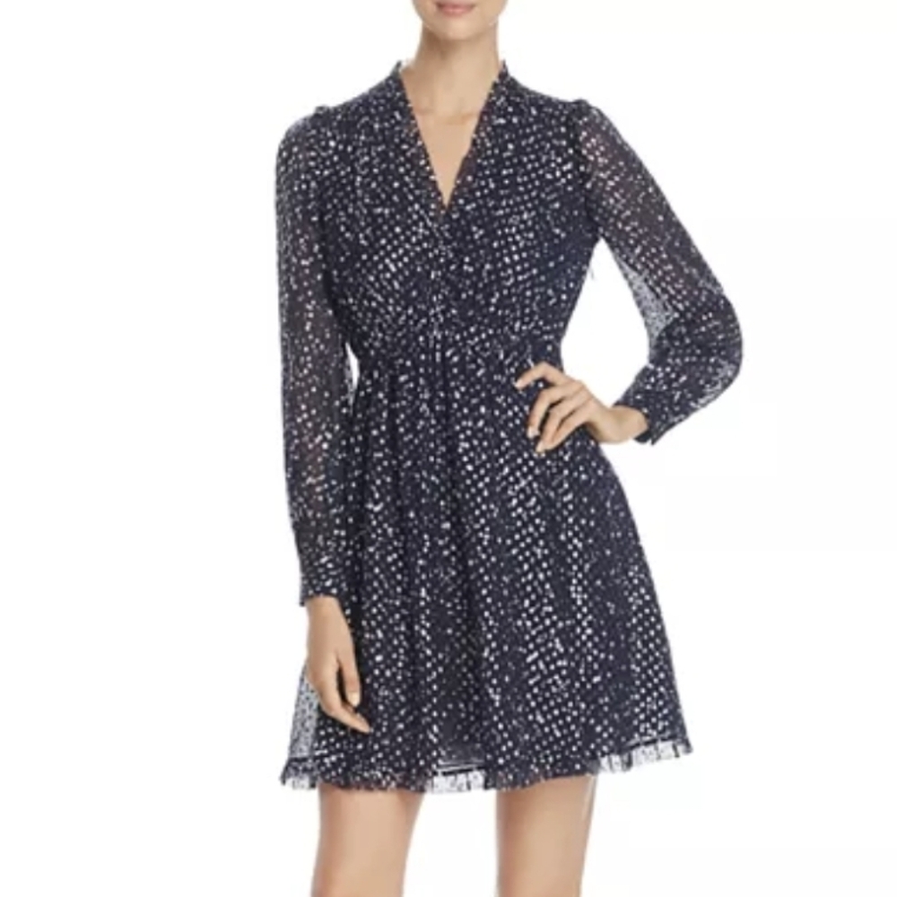 Kate Spade new york Night Sky Dot Metallic Print Silk Dress
